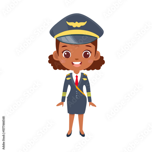 Pilot Cute Worker Work Job Profession Professional Occupation Cartoon Character
