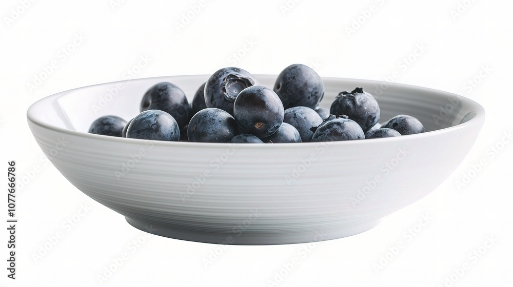 Fresh Blueberries in a White Bowl Isolated on a White Background Perfect for Healthy Eating, Cooking, and Food Photography Uses Fresh Blueberries in a White Bowl Isolated on a White Background Perfect for Healthy Eating, Cooking, and Food Photography Uses