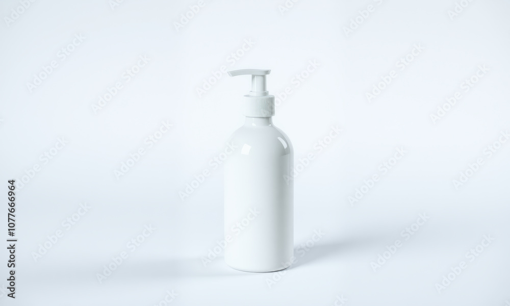 plain white mockup bottle for facial cleanser on white background, showcasing minimalist design. Ideal for product presentations and branding plain white mockup bottle for facial cleanser on white background, showcasing minimalist design. Ideal for product presentations and branding