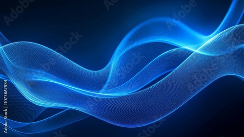 Attract Blue Line Movement, Abstract Wave Line, Light Technology Background, Copy Space 