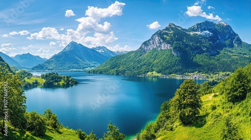 Serene Mountain Lake Landscape