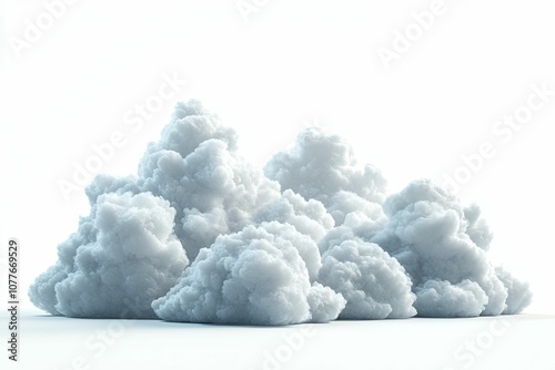 A Group of White Puffy Clouds on a White Background