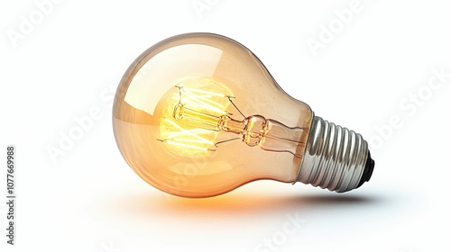 Glowing Light Bulb with a Filament and a Metal Base