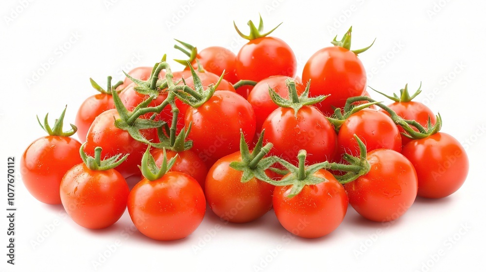 Fresh and Juicy Cherry Tomatoes Isolated on a Clean White Background, Perfect for Culinary and Healthy Lifestyle Imagery Fresh and Juicy Cherry Tomatoes Isolated on a Clean White Background, Perfect for Culinary and Healthy Lifestyle Imagery