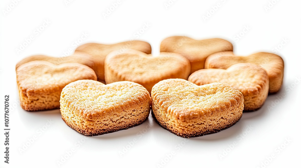 Heart-Shaped Cookies with Sugar Glaze on White Background Heart-Shaped Cookies with Sugar Glaze on White Background