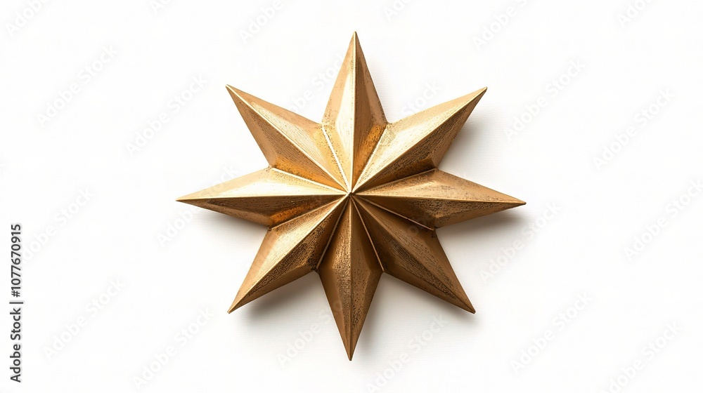 Isolated Gold Christmas Star Decoration with Eight Points for Festive Seasonal Celebrations and Holiday Ornamentation, Perfect for Home and Event Styling Isolated Gold Christmas Star Decoration with Eight Points for Festive Seasonal Celebrations and Holiday Ornamentation, Perfect for Home and Event Styling