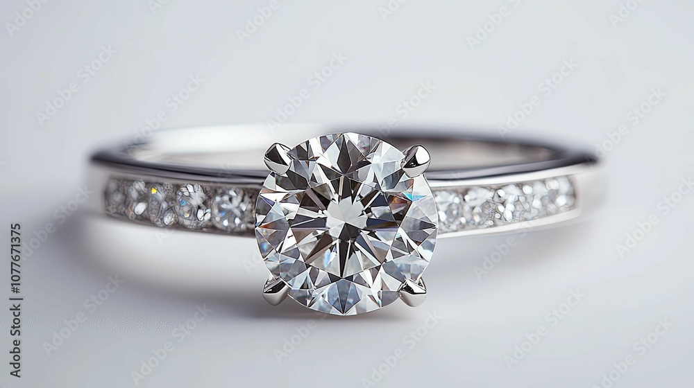 Diamond Engagement Ring with Paved Band Diamond Engagement Ring with Paved Band