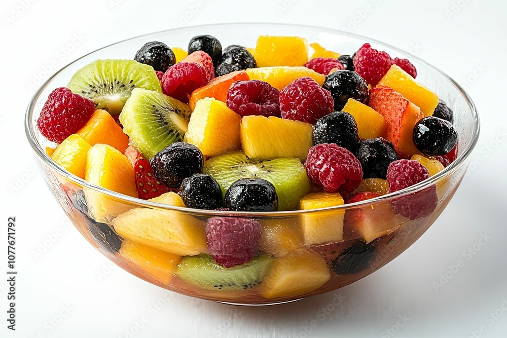 Colorful Fruit Salad in a Glass Bowl Colorful Fruit Salad in a Glass Bowl