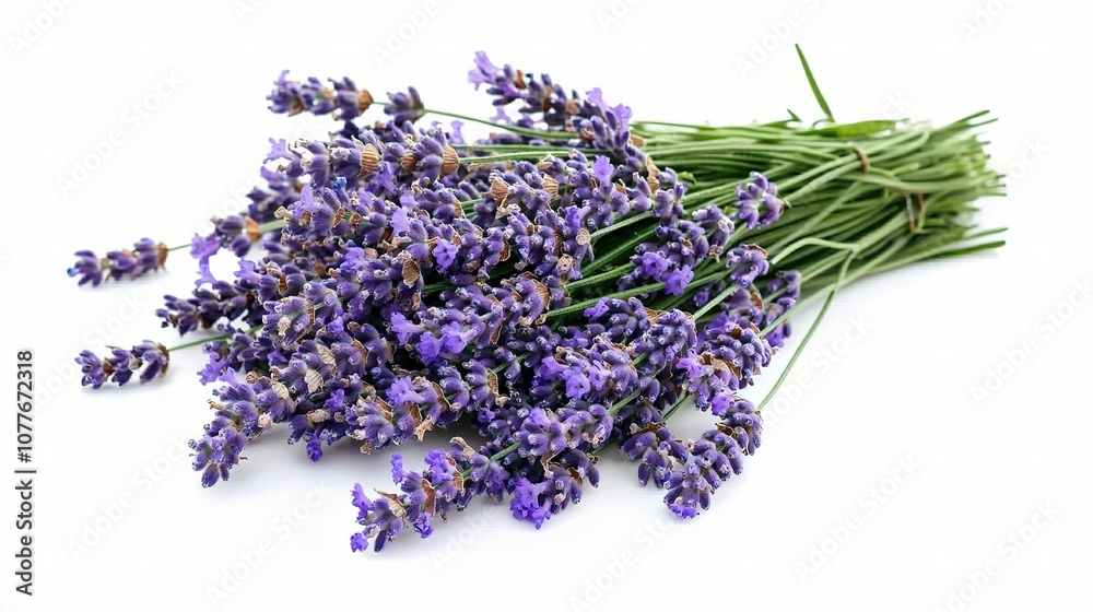 Close-Up of Fragrant Lavender Flowers Isolated on White Background, Perfect for Nature Themes, Aromatherapy, and Floral Design Projects Close-Up of Fragrant Lavender Flowers Isolated on White Background, Perfect for Nature Themes, Aromatherapy, and Floral Design Projects