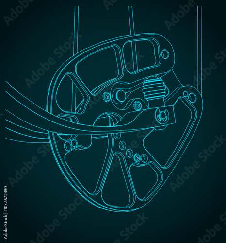 Compound bow cam close-up