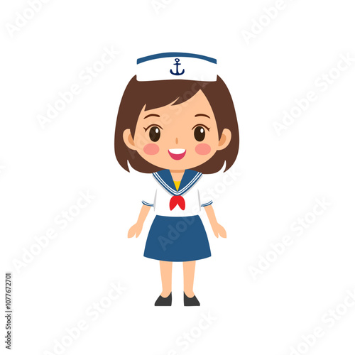 Sailor Cute Worker Work Job Profession Professional Occupation Cartoon Character
