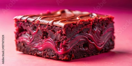 Wallpaper Mural A close-up of a decadent red velvet brownie with a rich chocolate glaze, the swirls of frosting creating a tempting visual appeal Torontodigital.ca