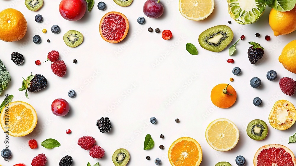Fresh Assortment of Vibrant Fruits and Vegetables Isolated on White Background Perfect for Culinary, Health, and Food Concept Imagery Fresh Assortment of Vibrant Fruits and Vegetables Isolated on White Background Perfect for Culinary, Health, and Food Concept Imagery