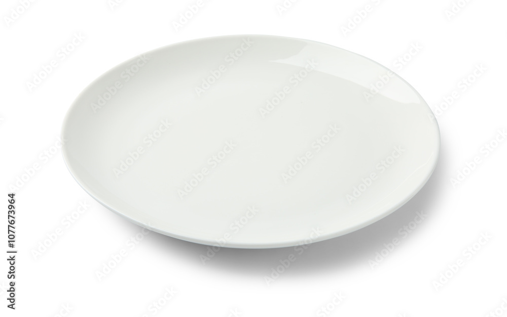 One empty ceramic plate isolated on white One empty ceramic plate isolated on white