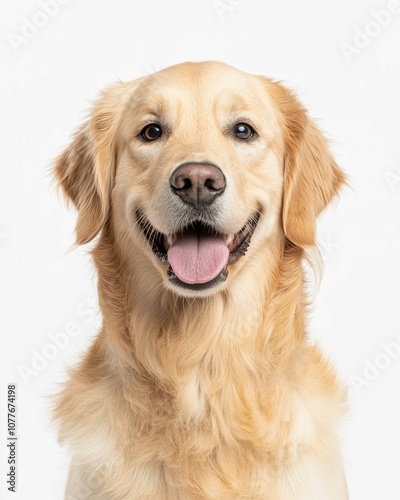 Golden Retriever Dog Portrait with Friendly Expression and Shiny Golden Fur, Ideal for Pet Lovers and Dog Enthusiasts

