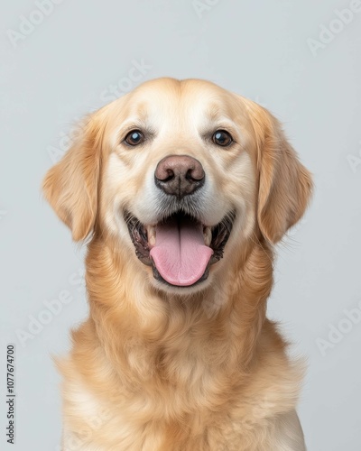 Golden Retriever Dog Portrait with Friendly Expression and Shiny Golden Fur, Ideal for Pet Lovers and Dog Enthusiasts