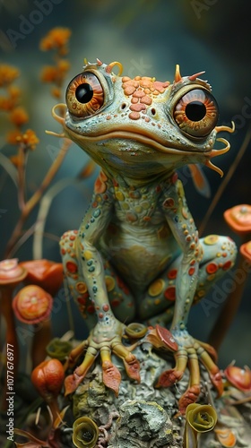 Whimsical Fantasy Frog with Large Eyes and Detailed Texture