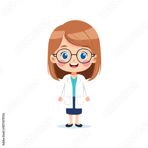 Scientist Cute Worker Work Job Profession Professional Occupation Cartoon Character
