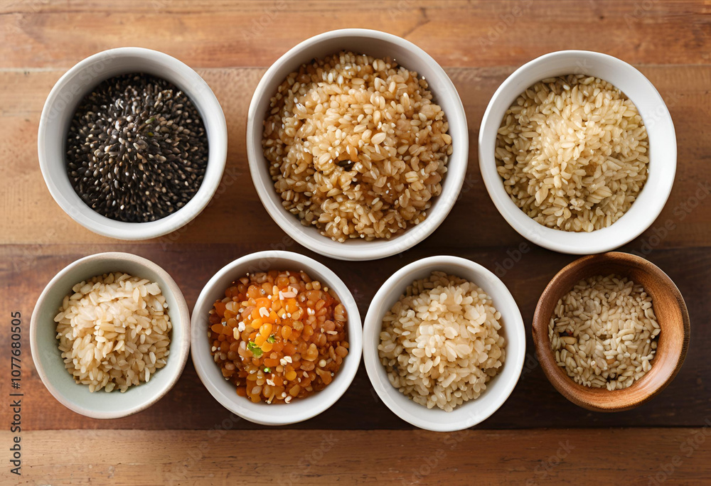 Healthy Grains on Rustic Wood Healthy Grains on Rustic Wood