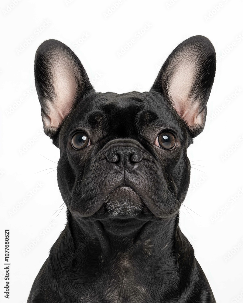 Charming French Bulldog Portrait with Distinctive Ears and Expressive Face, Perfect for Dog Lovers and Pet Enthusiasts


