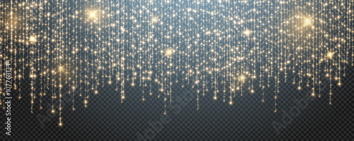 Christmas garland isolated on transparent background. Glowing colorful light bulbs with sparkles.Xmas, New Year, wedding or Birthday decor. Party event decoration. Winter holiday season element.