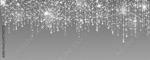 Christmas garland isolated on transparent background. Glowing colorful light bulbs with sparkles.Xmas, New Year, wedding or Birthday decor. Party event decoration. Winter holiday season element.