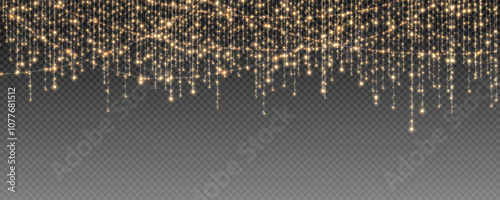 Christmas garland isolated on transparent background. Glowing colorful light bulbs with sparkles.Xmas, New Year, wedding or Birthday decor. Party event decoration. Winter holiday season element.