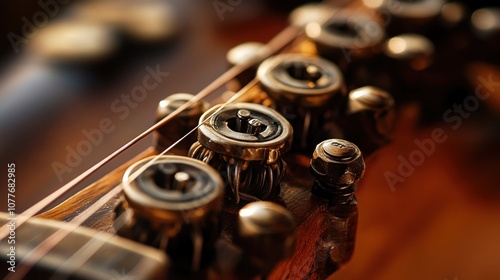 Close-Up of a Vintage Guitar Headstock