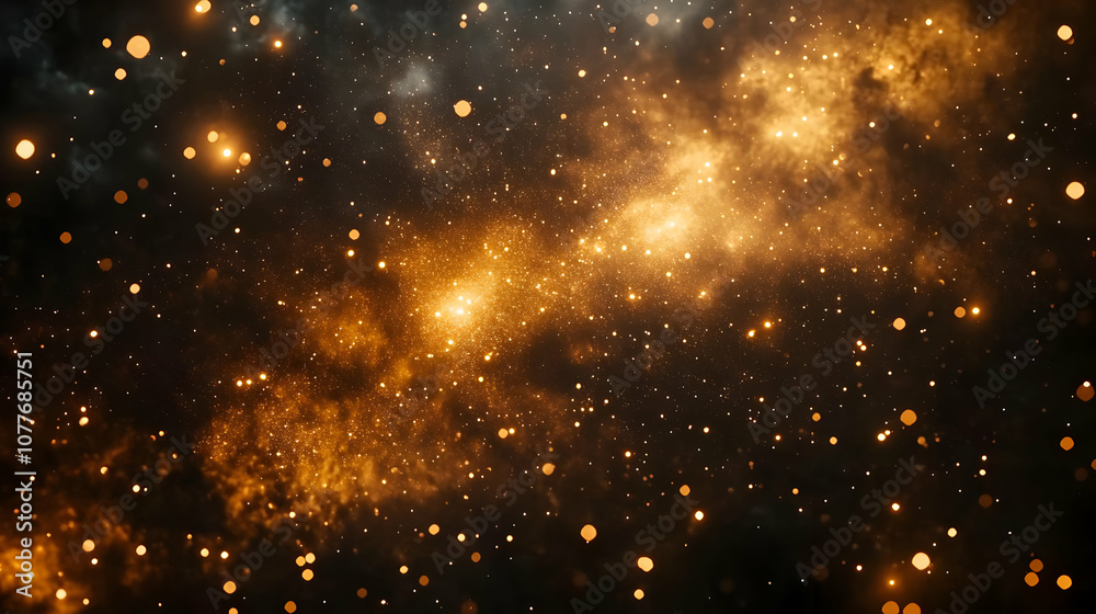 Fototapeta premium Abstract Background with Gold Sparkles and Blurred Lights