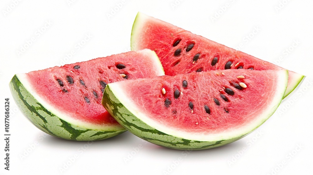 Fresh and Juicy Slices of Watermelon on a Bright White Background Perfect for Summer Recipes and Healthy Eating Inspiration Fresh and Juicy Slices of Watermelon on a Bright White Background Perfect for Summer Recipes and Healthy Eating Inspiration