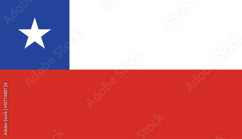 Cuadro en lienzo The flag of Chile,  Chilean flag, Chilean National Ensign, flat vector