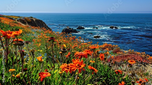 Gorgeous Spring Flower Sea with Countless Blossoms in Full Bloom, Creating a Colorful and Fragrant World. The Delicate Petals of Various Flowers Dance in the Gentle Breeze, Forming a Sea of Beauty. 