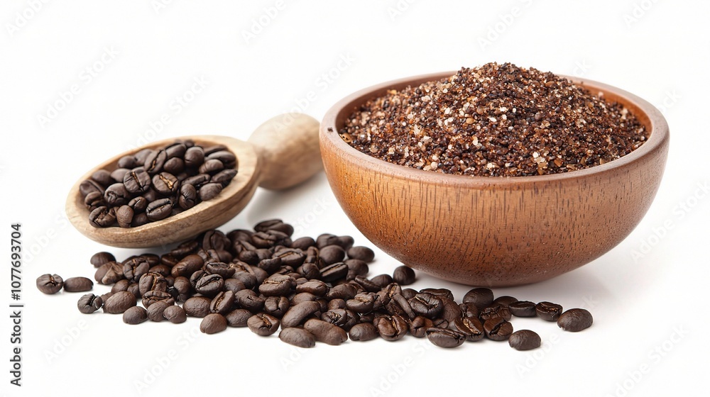 Homemade Coffee Scrub with Raw Coffee Beans Isolated on a White Background Perfect for Natural Beauty and Self-Care Product Photography Homemade Coffee Scrub with Raw Coffee Beans Isolated on a White Background Perfect for Natural Beauty and Self-Care Product Photography
