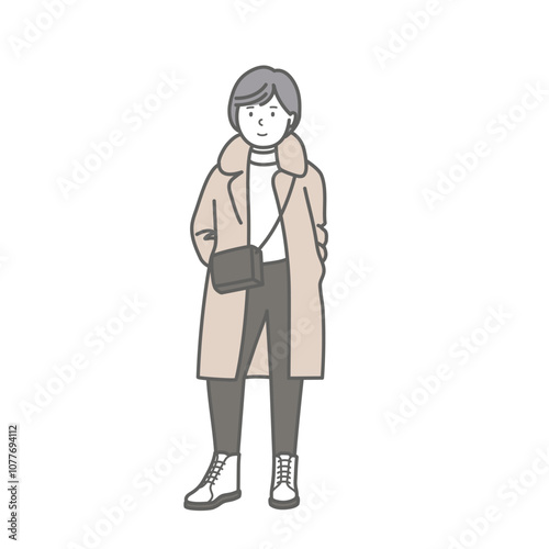 冬服の女性のイラスト