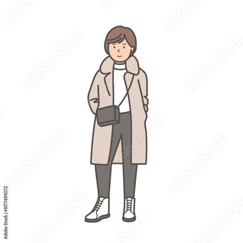 冬服の女性のイラスト