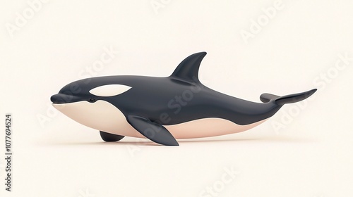 Isolated Killer Whale Illustration with Closed Mouth, Perfect for Educational and Creative Projects Featuring Elegant Orca Design on a Neutral Background