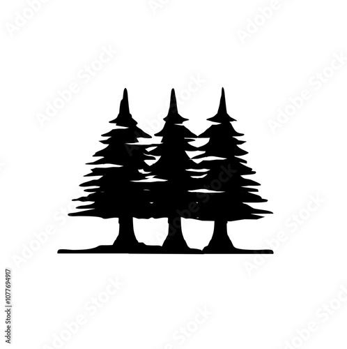 Minimalist pine trees silhouette vector