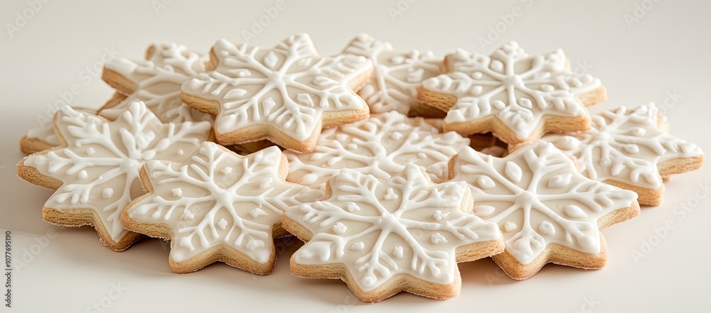 A Pile of Icing-Decorated Snowflake Sugar Cookies A Pile of Icing-Decorated Snowflake Sugar Cookies