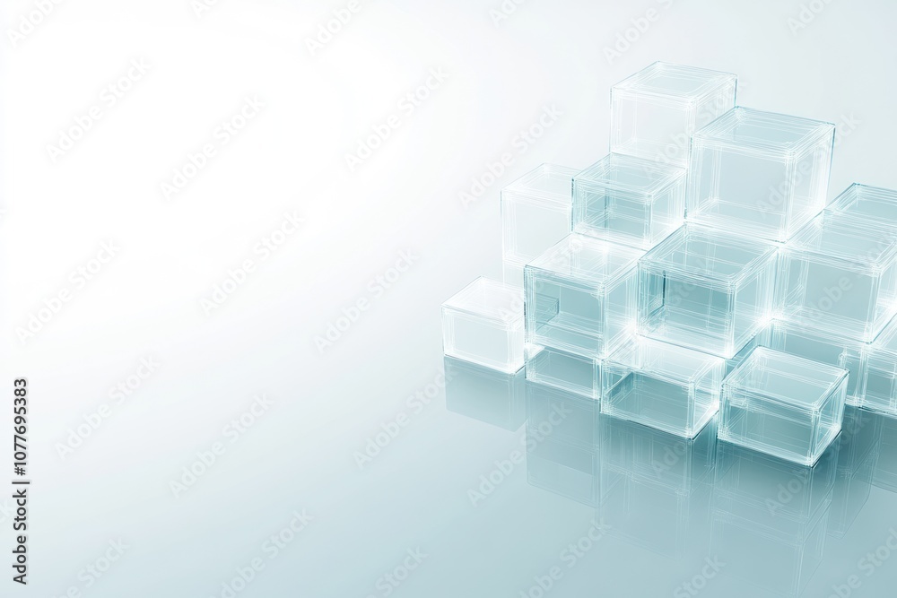 Abstract composition of translucent cubes arranged in a modern, minimalistic style. Abstract composition of translucent cubes arranged in a modern, minimalistic style.