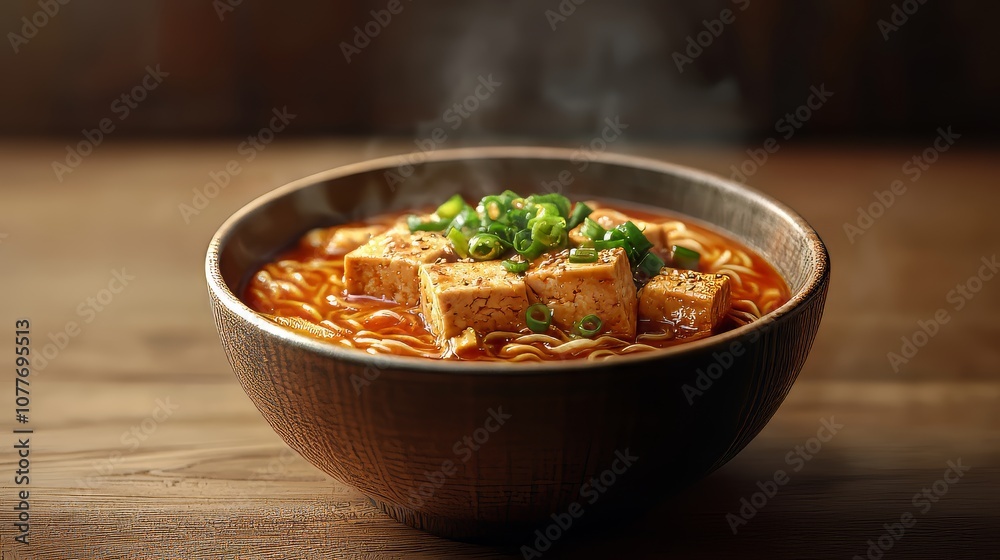 Asian tofu soba noodle bowl. chinese food. Ultra realistic. Photorealistic hypermaximalist advertising photography hyper realistic fine detail Asian tofu soba noodle bowl. chinese food. Ultra realistic. Photorealistic hypermaximalist advertising photography hyper realistic fine detail