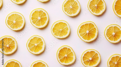 Fresh Lemon Slices Isolated on White Background, Perfect for Food and Beverage Photography, Ideal for Healthy Eating Themes and Culinary Use