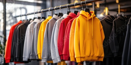 Vibrant Hoodie Display in a Store