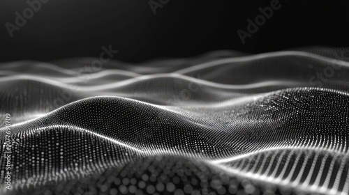 Abstract Wavy Pattern of White Dots on a Black Background