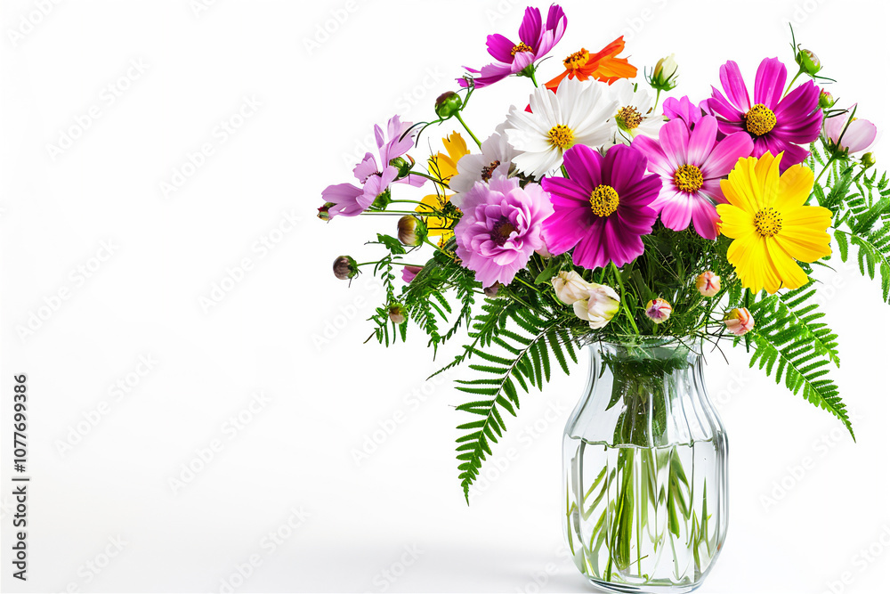Bouquet flowers in a glass vase isolated on flawless background version 5 Bouquet flowers in a glass vase isolated on flawless background version 5