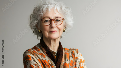 Confident Older Woman with Gray Hair
