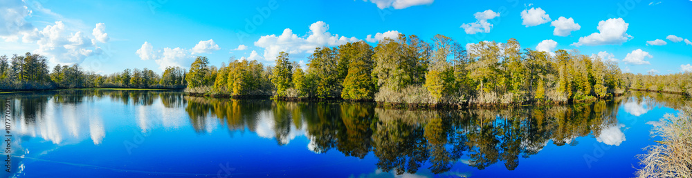 Winter Landscape of Hillsborough river at Lettuce lake park	

