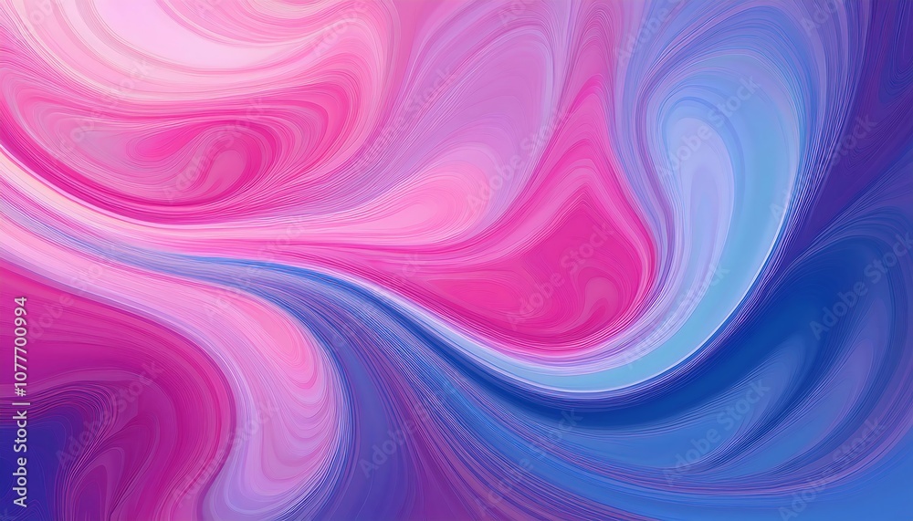 Fototapeta premium Pink and blue colors abstract liquid swirl background illustration. Gradient wave curve flow