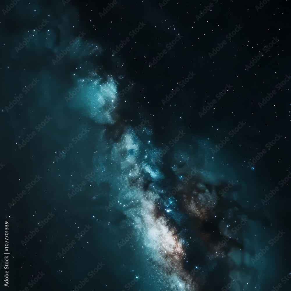 Fototapeta premium A stunning view of the Milky Way galaxy at night, with a vibrant band of stars and gas.