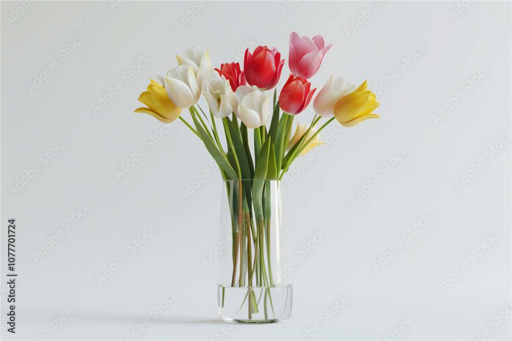 Tulip flowers in a glass vase isolated on flawless background version 9 Tulip flowers in a glass vase isolated on flawless background version 9