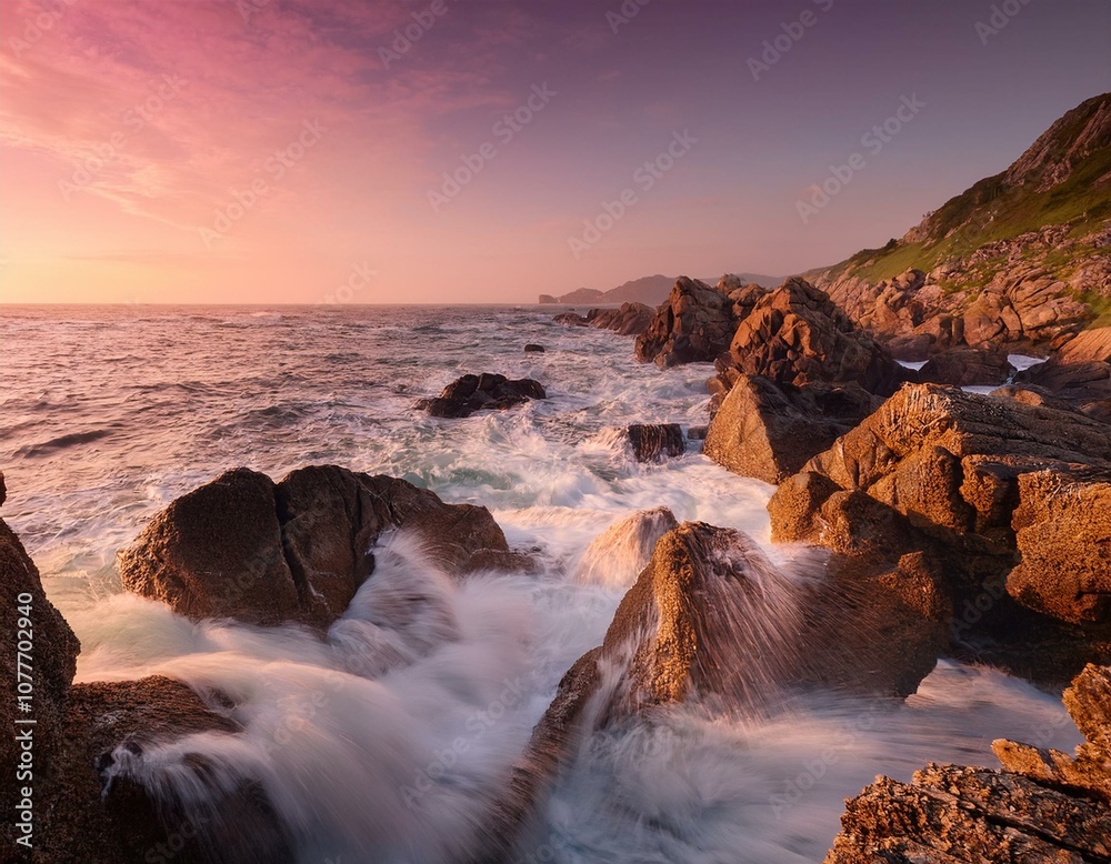 Fototapeta premium Sunrise Over Coastal Rocks